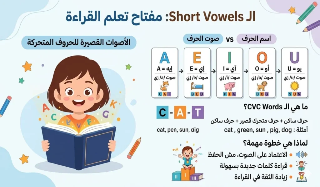 إيه هي Short Vowels وليه تعتبر خطوة مهمة في تعلم القراءة؟