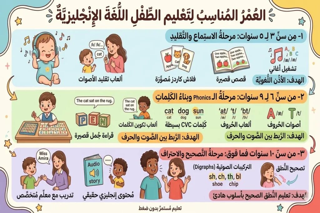 العمر المناسب لتعليم الطفل اللغة الإنجليزية