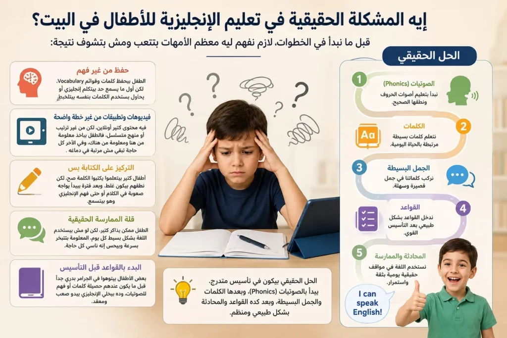 إيه المشكلة الحقيقية في تعليم الإنجليزية للأطفال في البيت؟